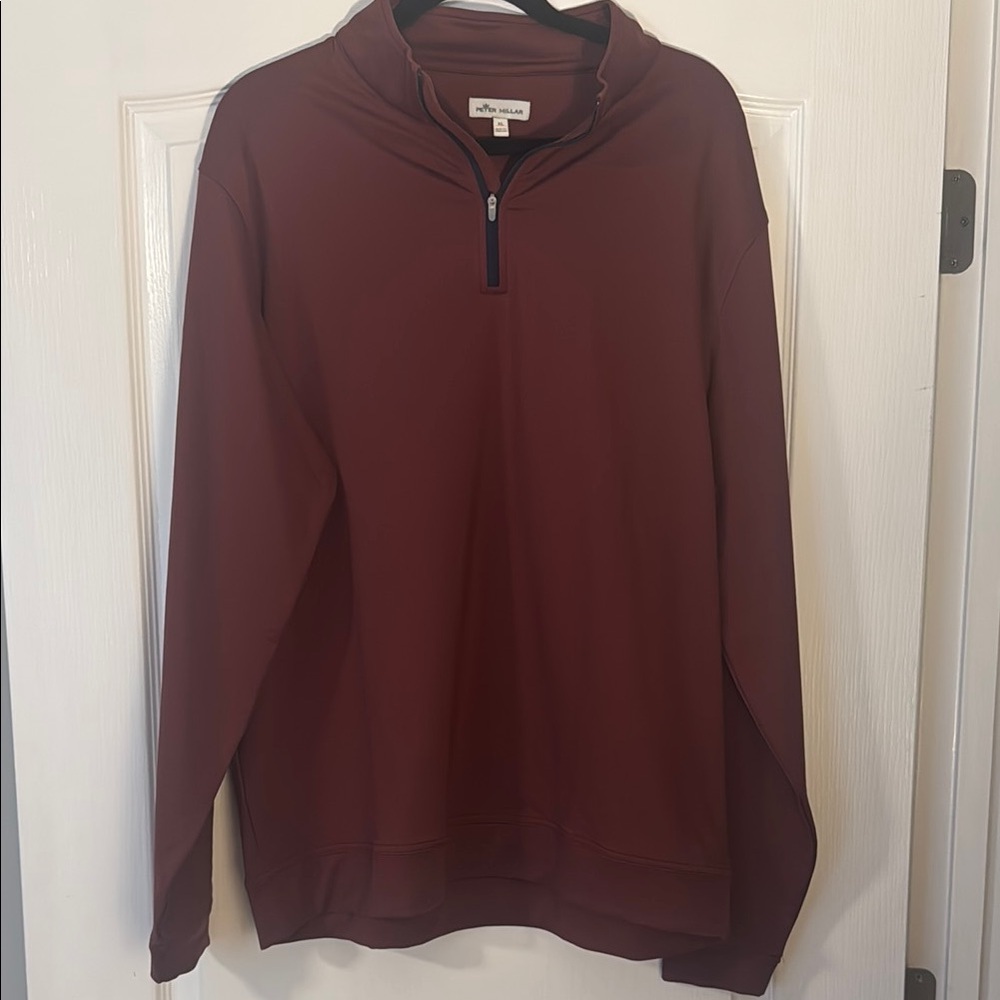 Peter Millar Men's Performance Burgundy Quarter-Zip Pullover